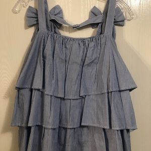 Casual blue and white striped top.